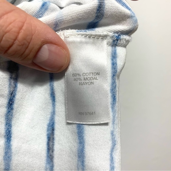 J. Jill Pure White & Blue Stripe 3/4 Sleeve Blouse Top Loose Fit size Large - Picture 8 of 10